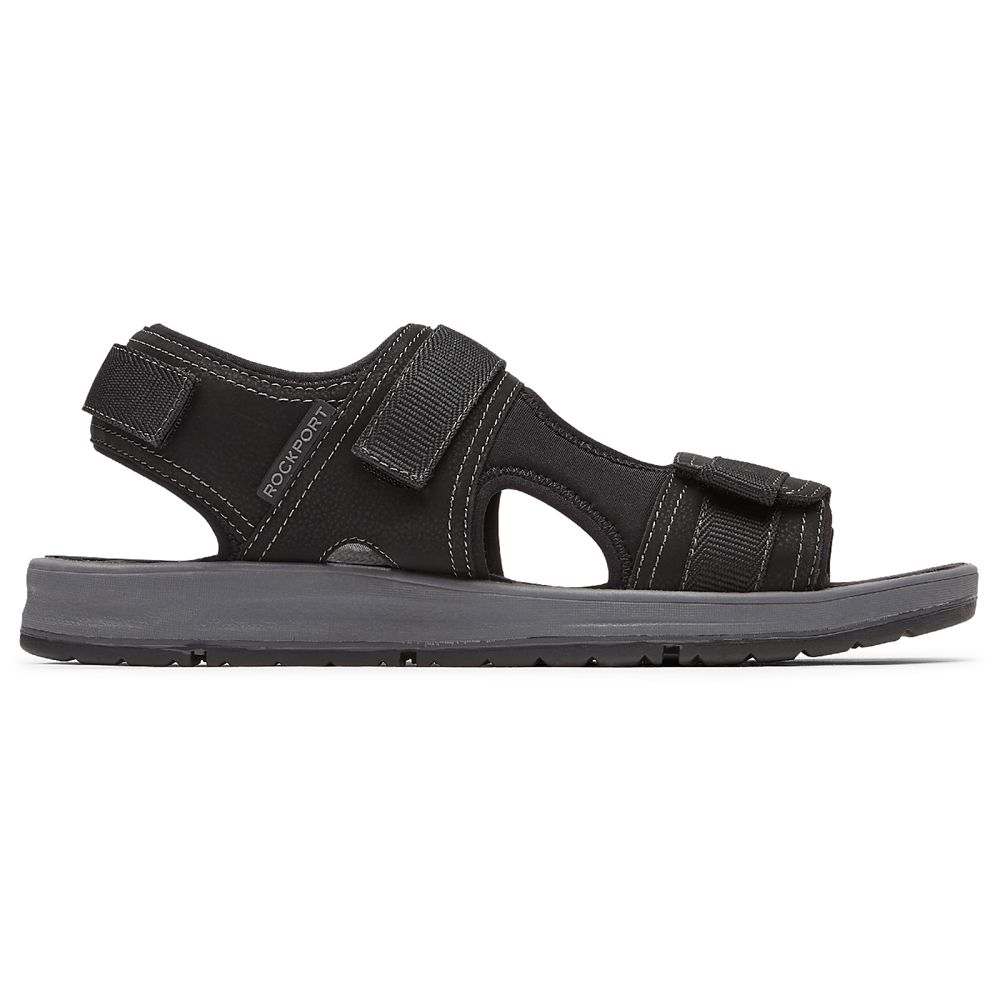 Sandali Rockport Uomo - Lucky Bay Sport 3 Strap - Nere - WYBTCXK-64